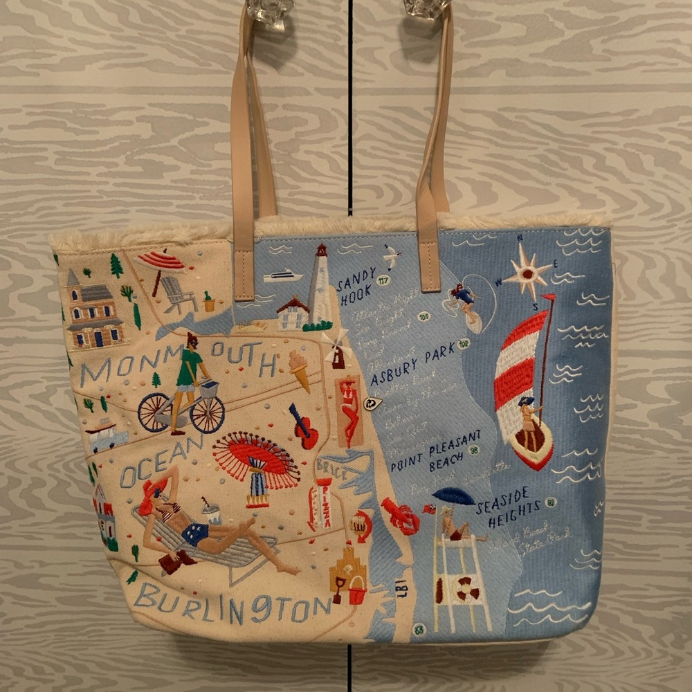 Spartina 449 embroidered Jersey Shore tote bag